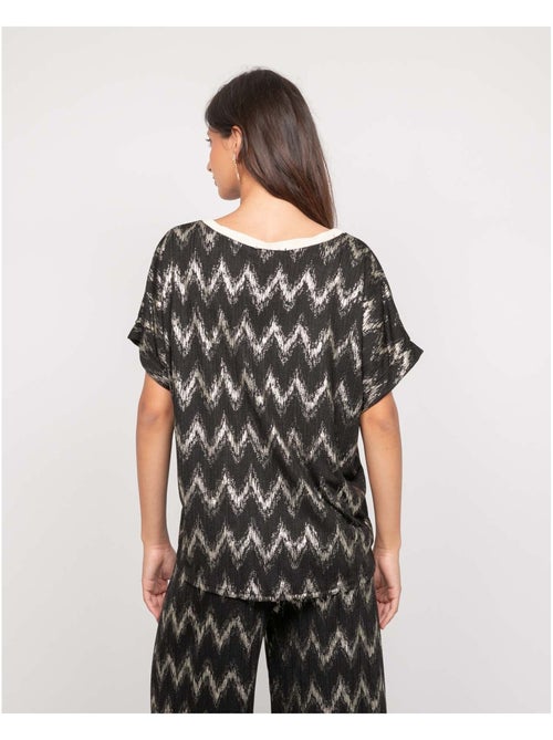 Top de cuello en V con motivos FERIDE - Kiabi Top de cuello en V con motivos FERIDE - Kiabi