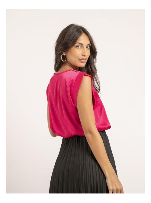 Top de cuello en V de satén FIKA - Kiabi