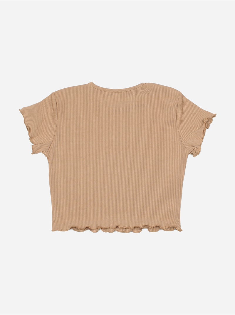 Top de cuello redondo - Kids Star Camel - Kiabi