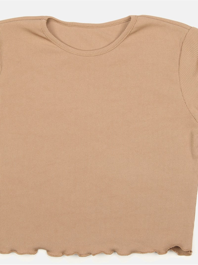 Top de cuello redondo - Kids Star Camel - Kiabi