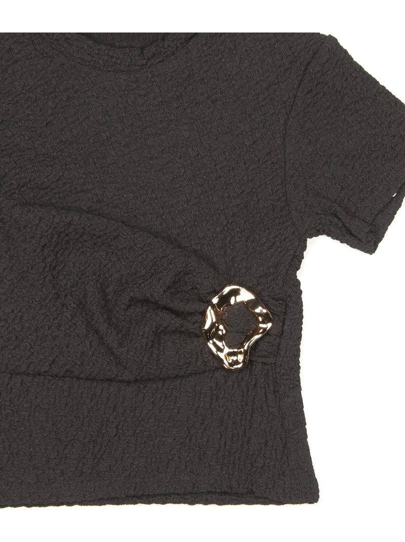 Top de cuello redondo - Kids Star Negro - Kiabi