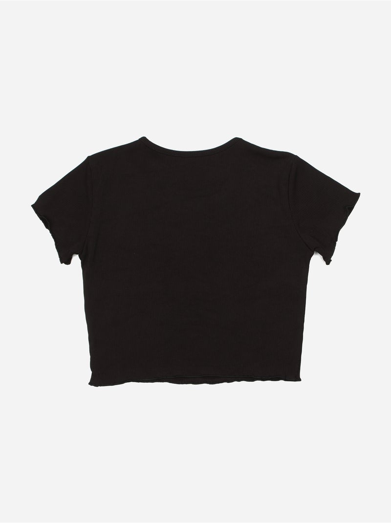 Top de cuello redondo - Kids Star Negro - Kiabi