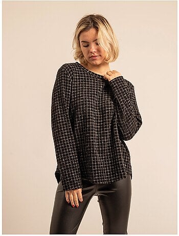 Top de cuello redondo a cuadros FLORETTE