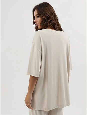 Top de cuello redondo y manga corta de corte relajado busem