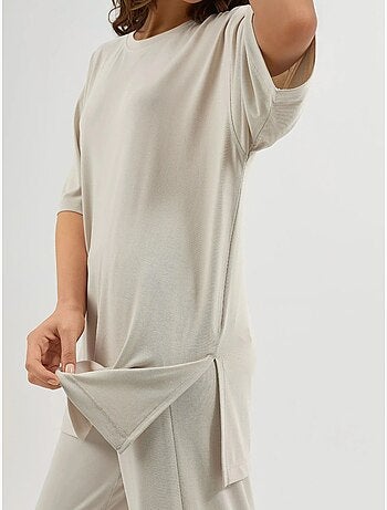Top de cuello redondo y manga corta de corte relajado busem