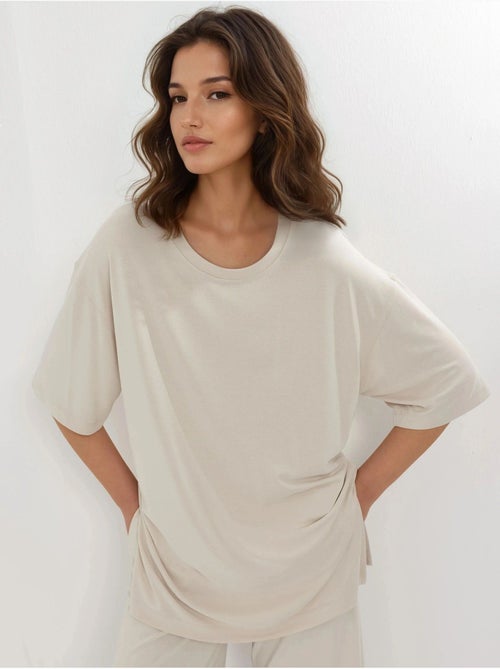 Top de cuello redondo y manga corta de corte relajado busem - Kiabi