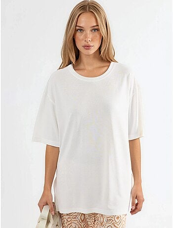 Top de cuello redondo y manga corta de corte relajado busem
