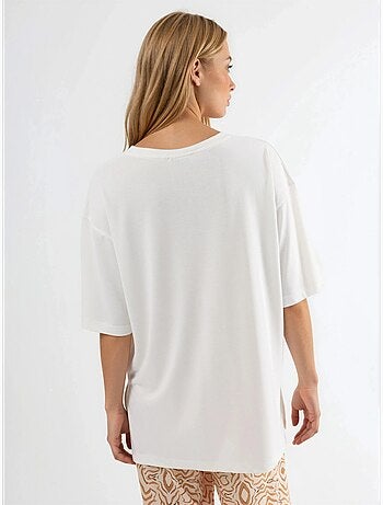 Top de cuello redondo y manga corta de corte relajado busem