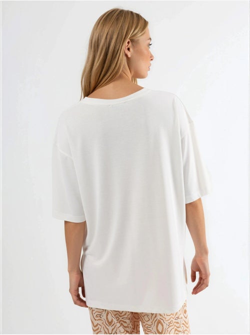 Top de cuello redondo y manga corta de corte relajado busem - Kiabi