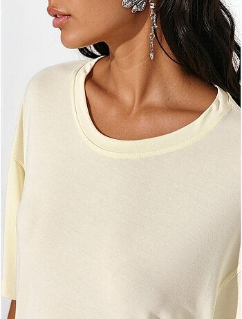 Top de cuello redondo y manga corta de corte relajado busem