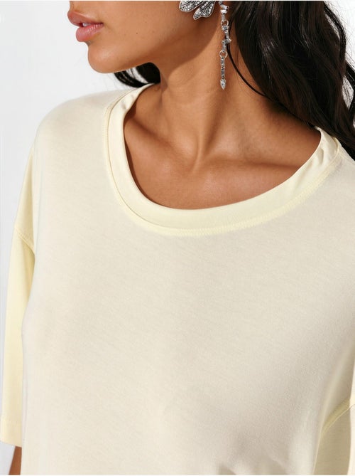 Top de cuello redondo y manga corta de corte relajado busem - Kiabi