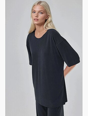 Top de cuello redondo y manga corta de corte relajado busem