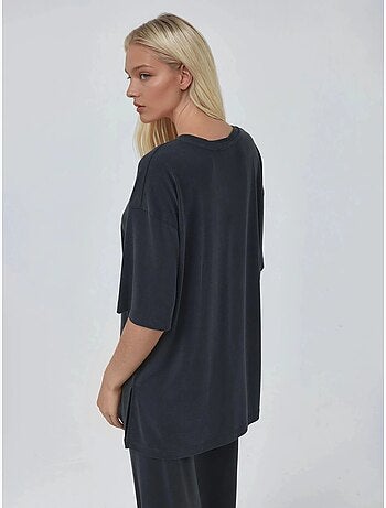 Top de cuello redondo y manga corta de corte relajado busem