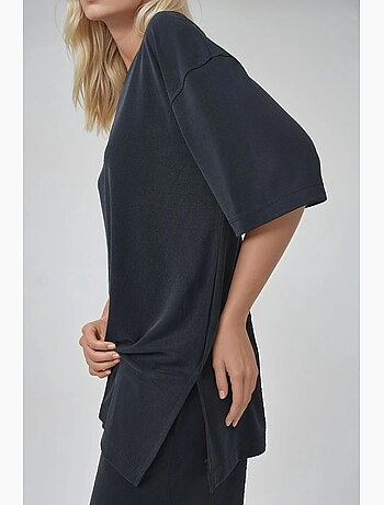 Top de cuello redondo y manga corta de corte relajado busem