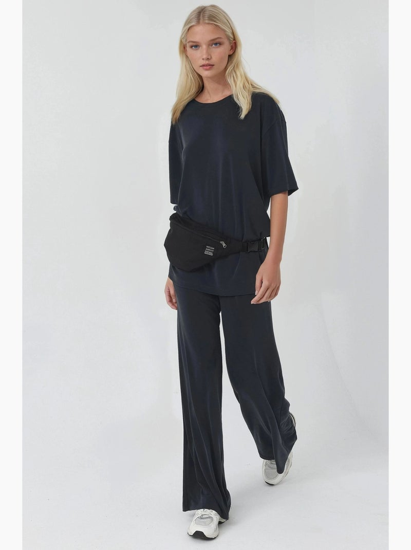 Top de cuello redondo y manga corta de corte relajado busem Gris negro - Kiabi