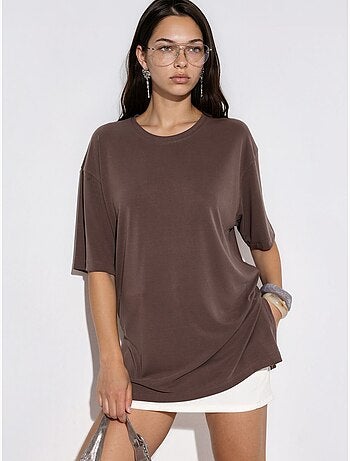 Top de cuello redondo y manga corta de corte relajado busem