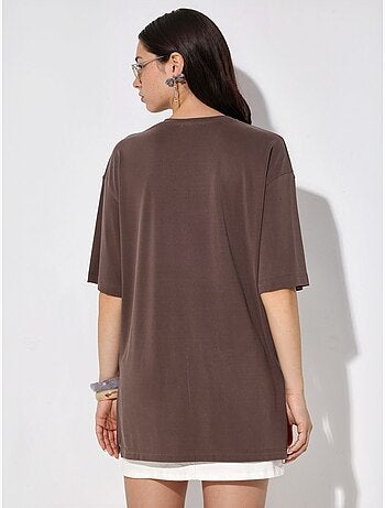 Top de cuello redondo y manga corta de corte relajado busem