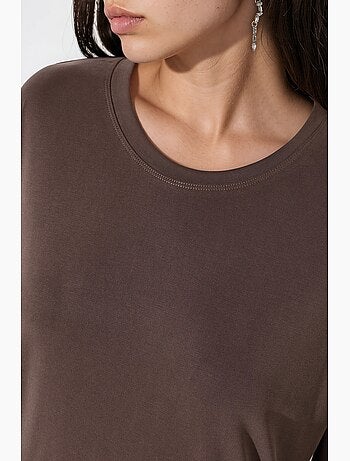 Top de cuello redondo y manga corta de corte relajado busem