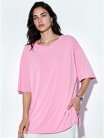 Top de cuello redondo y manga corta de corte relajado busem
