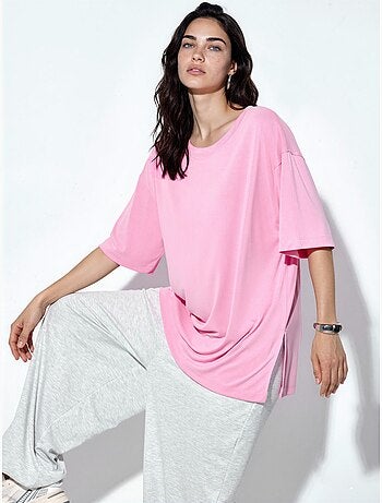 Top de cuello redondo y manga corta de corte relajado busem