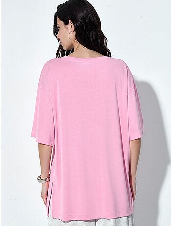 Top de cuello redondo y manga corta de corte relajado busem