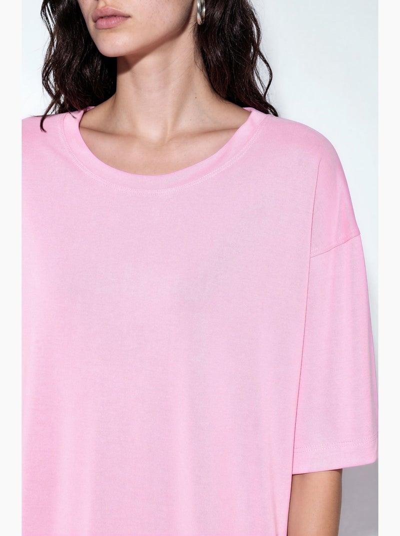 Top de cuello redondo y manga corta de corte relajado busem Rosa - Kiabi