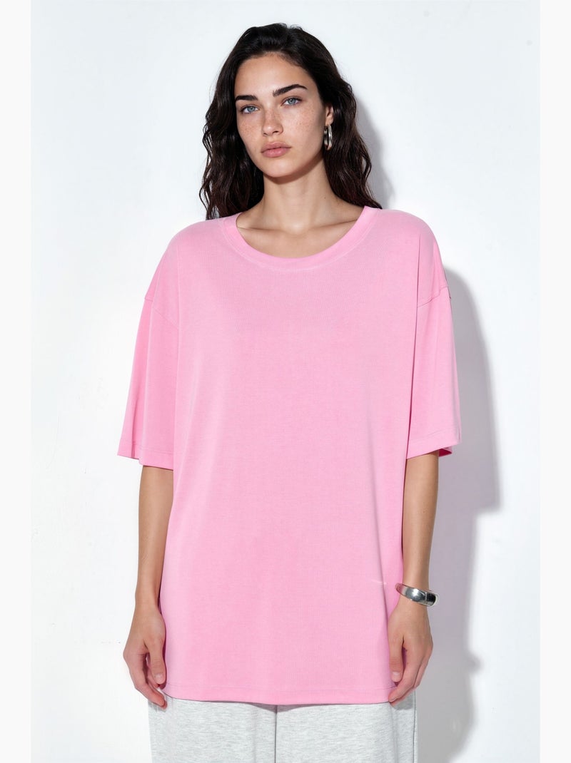 Top de cuello redondo y manga corta de corte relajado busem Rosa - Kiabi