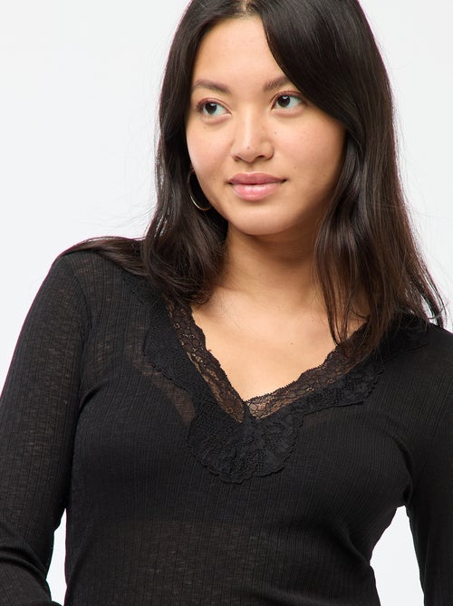 Top de encaje de manga larga - Kiabi