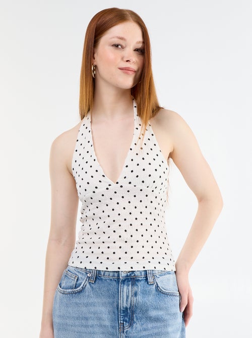 Top de espalda descubierta de lunares de tejido crinkle - Kiabi