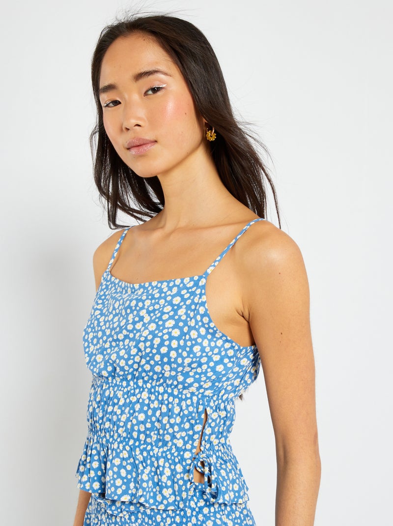Top de flores con tirantes finos AZUL - Kiabi