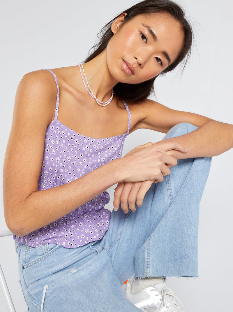 Top de flores con tirantes finos PURPURA - Kiabi