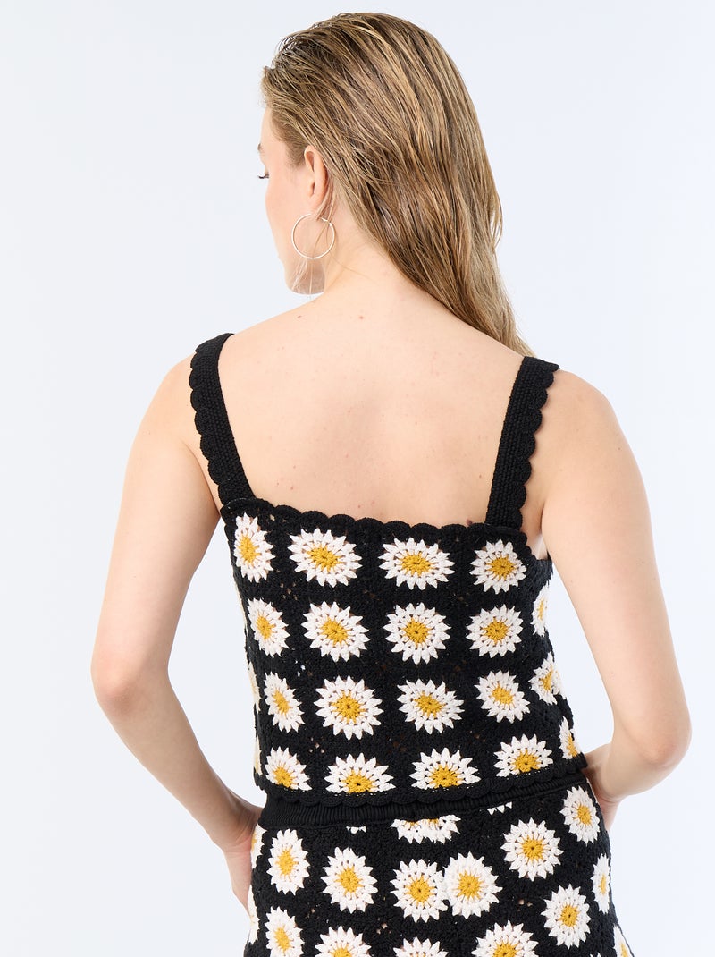 Top de ganchillo con estampado Negro - Kiabi