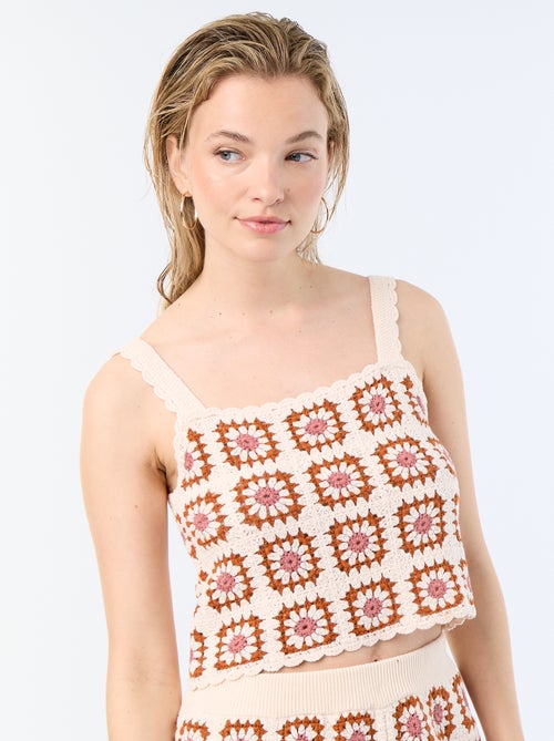 Top de ganchillo con estampado - Kiabi