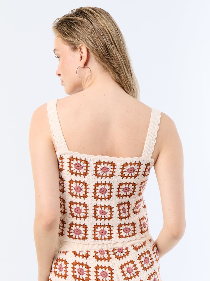 Top de ganchillo con estampado Rosa - Kiabi