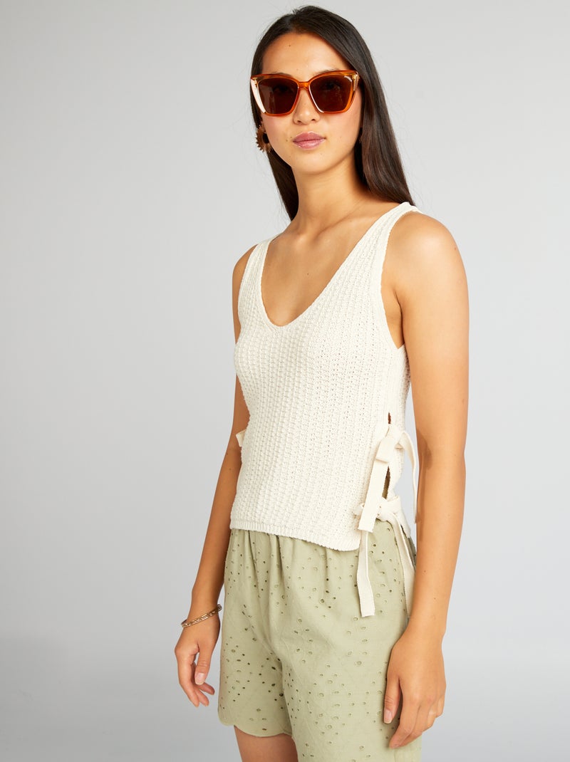 Top de ganchillo con lazos BEIGE - Kiabi