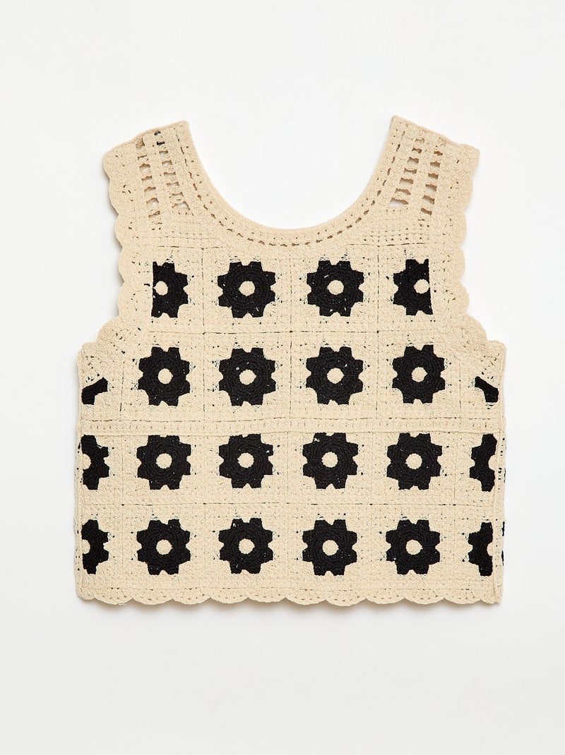Top de ganchillo con motivo Beige - Kiabi