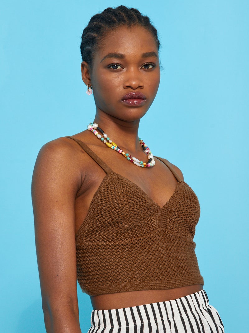 Top de ganchillo MARRON - Kiabi