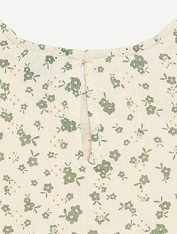 Top de gasa de algodón y estampado de \'flores\'