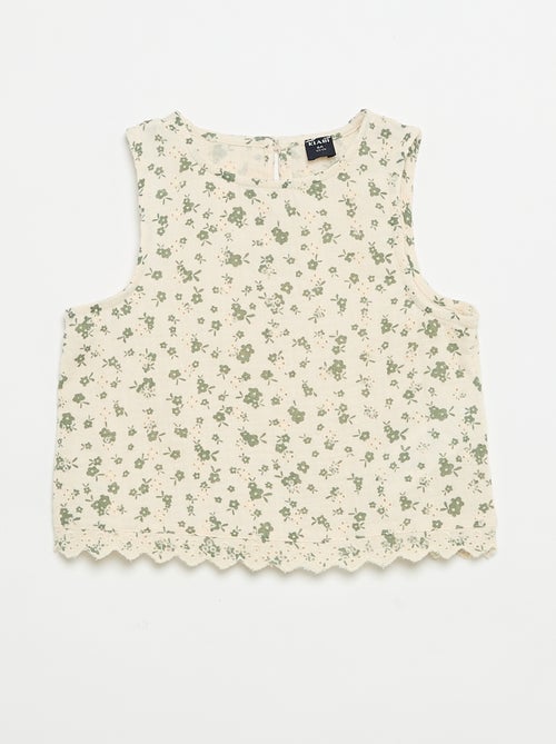 Top de gasa de algodón y estampado de \'flores\' - Kiabi