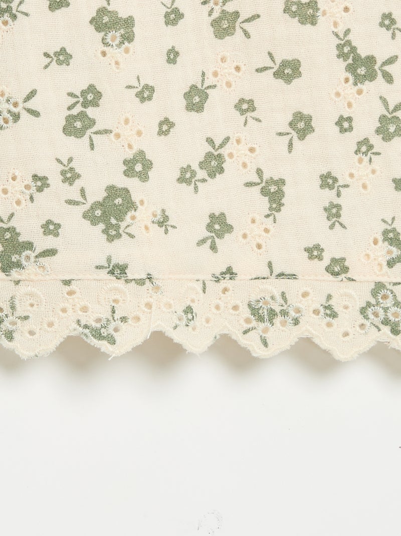 Top de gasa de algodón y estampado de \'flores\' Crudo - Kiabi