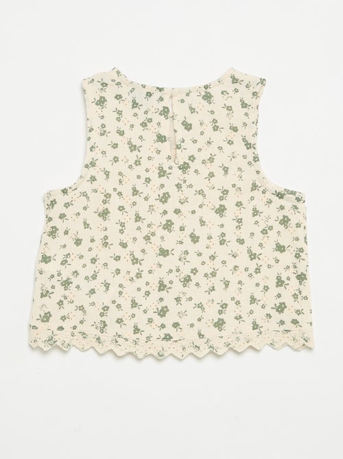 Top de gasa de algodón y estampado de \'flores\' - Kiabi