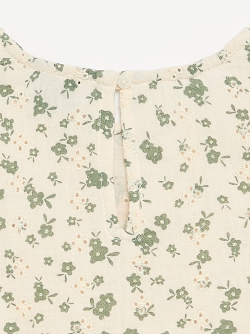 Top de gasa de algodón y estampado de \'flores\' Crudo - Kiabi