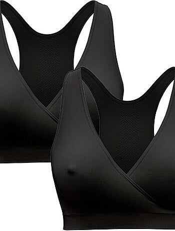 Top de lactancia keep cool - lote de 2 - negro - talla s - comodidad para la noche - sujeción suave