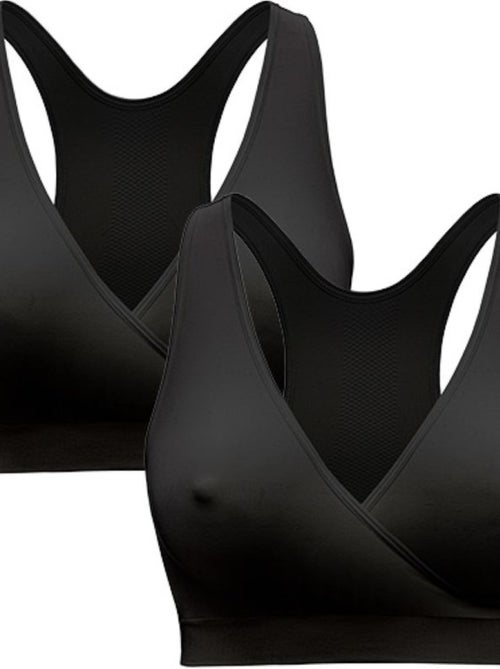 Top de lactancia keep cool - lote de 2 - negro - talla s - comodidad para la noche - sujeción suave - Kiabi