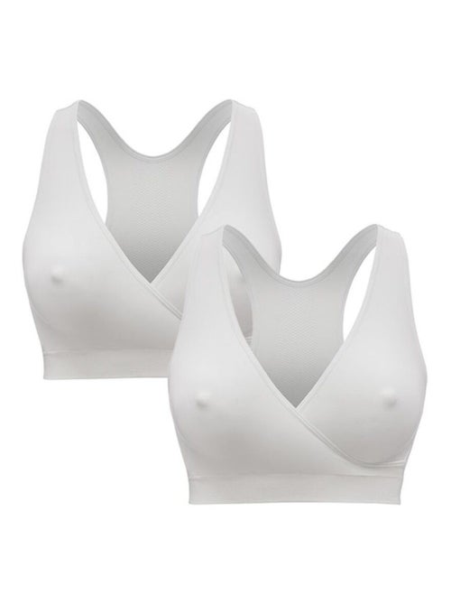 Top de lactancia KEEP COOL - Pack de 2 - Blanco - Talla L - Comodidad para la noche - Sujeción suave - Kiabi