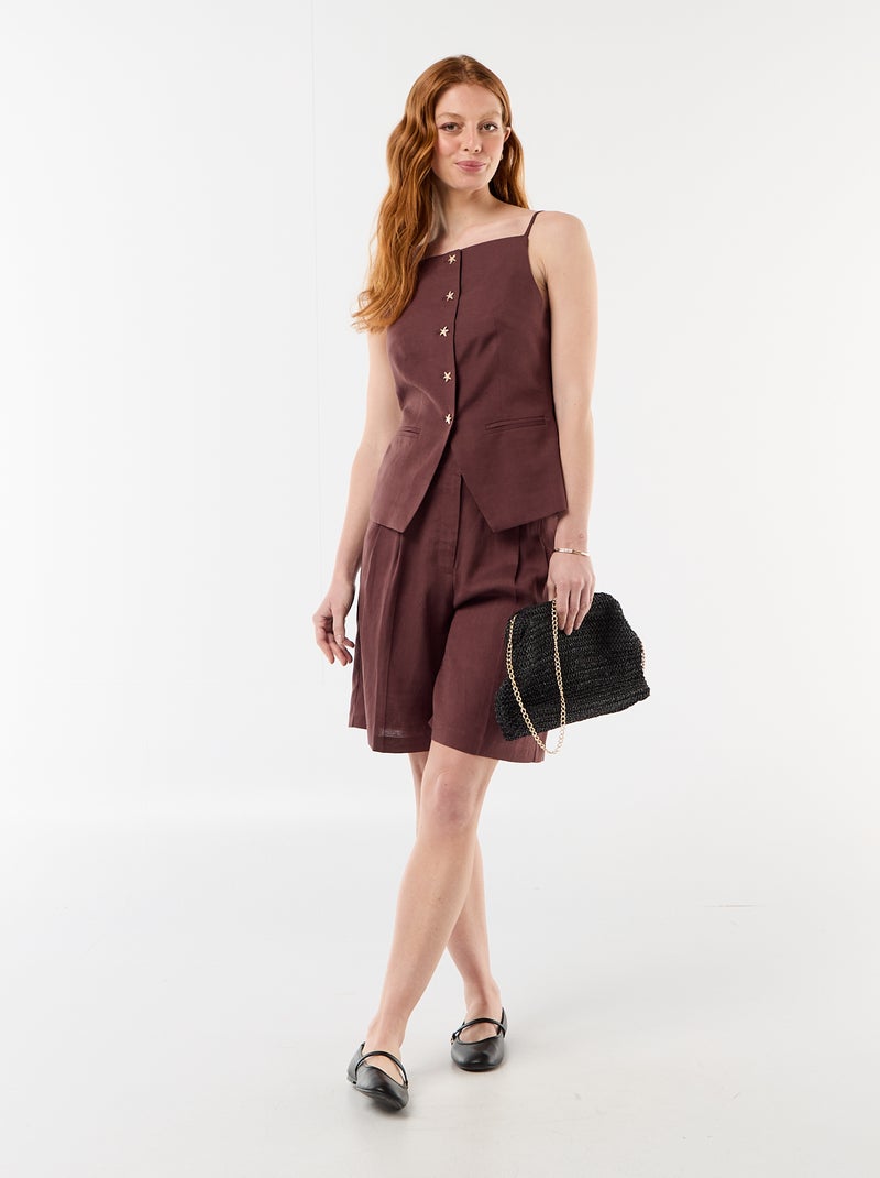 Top de lino estilo chaleco sin mangas Marron - Kiabi