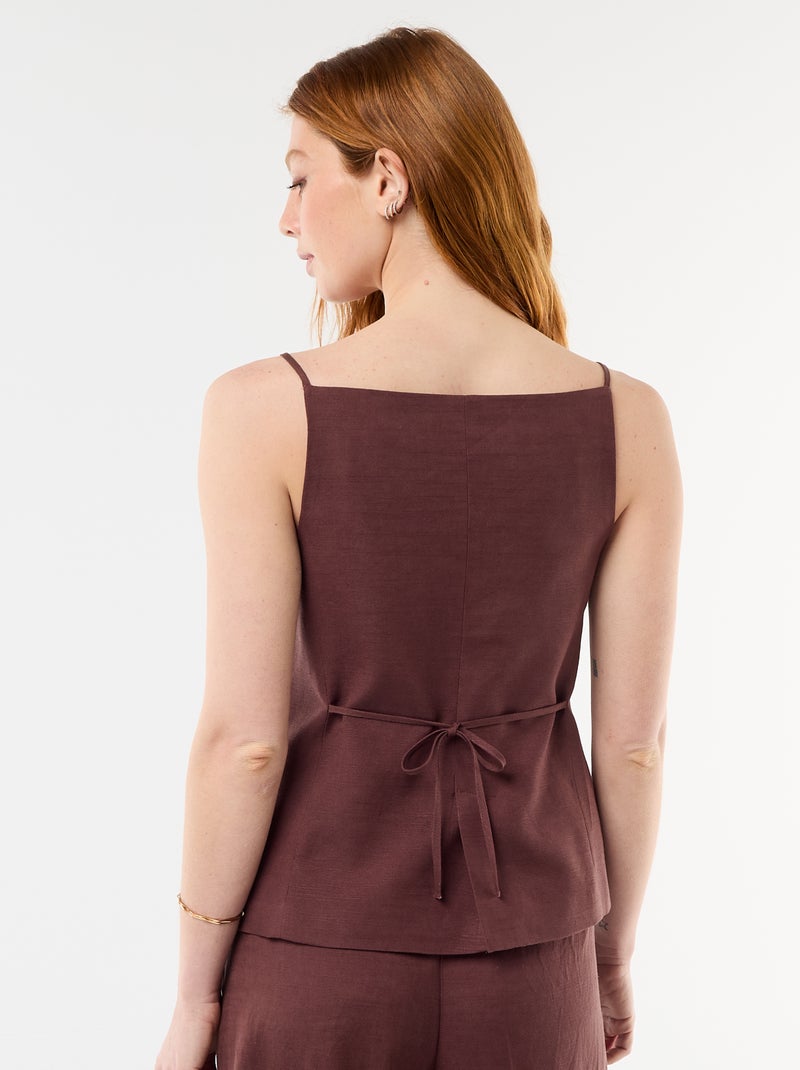 Top de lino estilo chaleco sin mangas Marron - Kiabi
