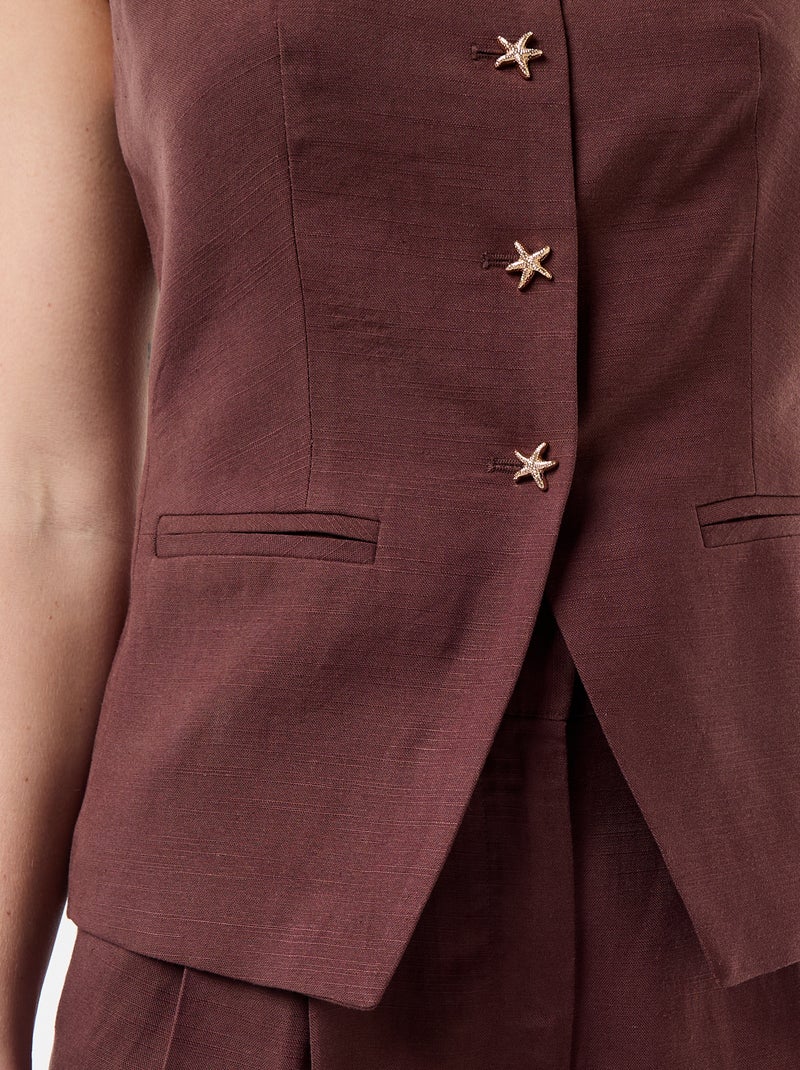 Top de lino estilo chaleco sin mangas Marron - Kiabi