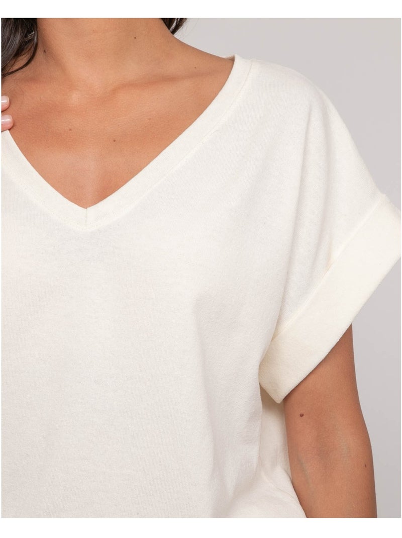 Top de manga corta con cuello en V FAIZANE Crudo - Kiabi