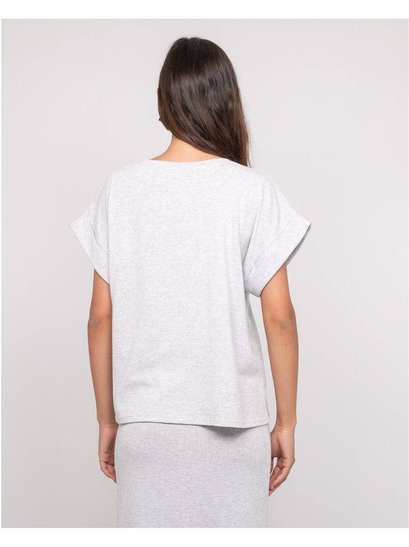 Top de manga corta con cuello en V FAIZANE Gris - Kiabi